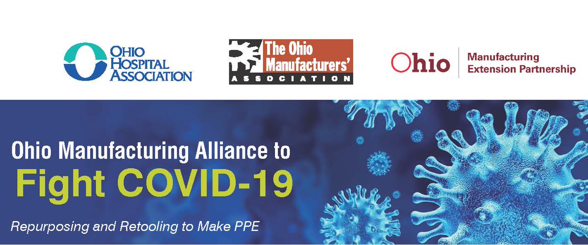 CSCCgrants's tweet photo. Calling all Ohio manufacturers! Here’s your chance to play an important role in the COVID-19 crisis.

Learn how you can support a statewide PPE initiative – a partnership between @OhioHospitals, @OHIOMFG, @NIST_MEP (OHMEP) &amp; @OhioDevelopment. https://t.co/wQgIO13SCY https://t.co/naZosaP2zK