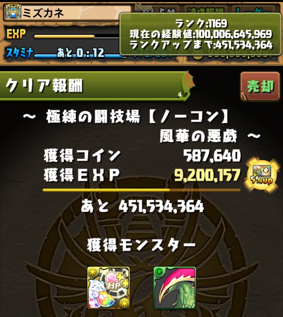 ミズカネ 総経験値1000億達成 パズドラ最高 T Co Xpmionbhhd Twitter