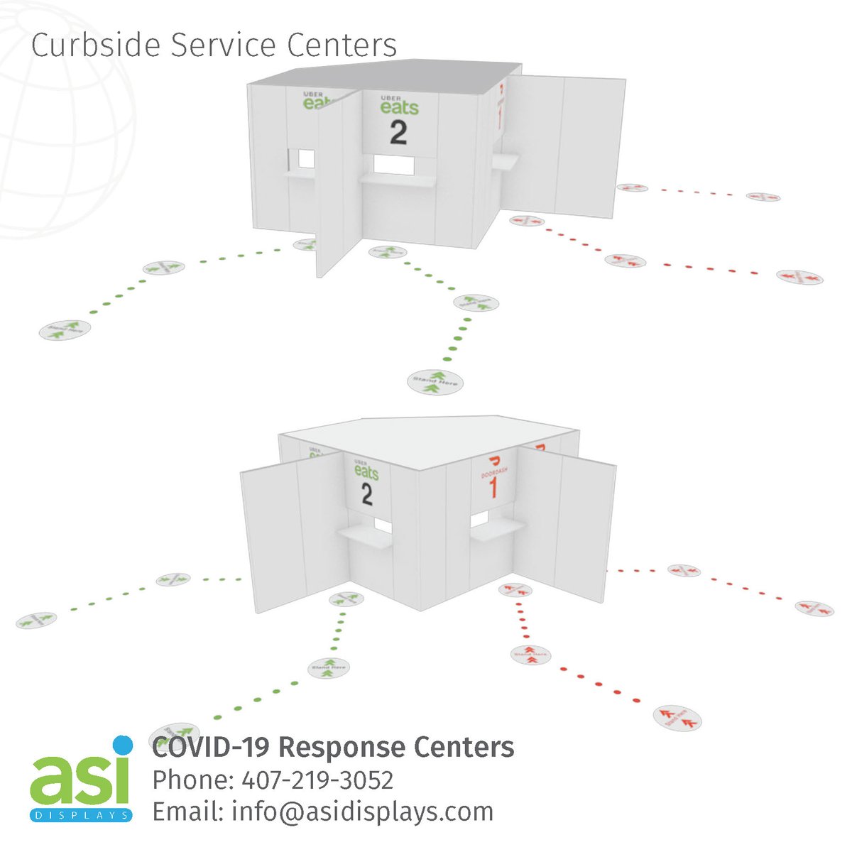 ASIdisplays's tweet photo. Curbside Service Centers-Food/product pickup, walkup safely. Accomplished all with our structures &amp; graphics.  #retail #personalprotectiveequipment #retailtrends #socialdistancingnow #COVID19 #workplacesafety #emergencyretail #ppe #pointofsale #pos #curbside #pickup #shopping https://t.co/H0M1UNoh1q