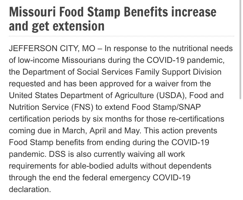 EricMorrisonMO's tweet photo. Missouri food stamp benefits increased and expanded. More information: https://t.co/vWq60rlehq.
#MorrisonforMissouri https://t.co/kKorOfSGn1