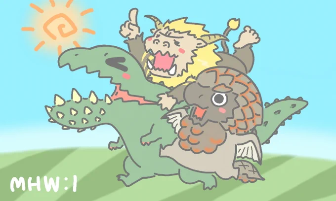 【大事なお知らせ】我々は、本日をもってハンターの皆様の戦闘に乱入することを自粛します☆   #MHWアイスボーン #エイプリルフール #3DS 