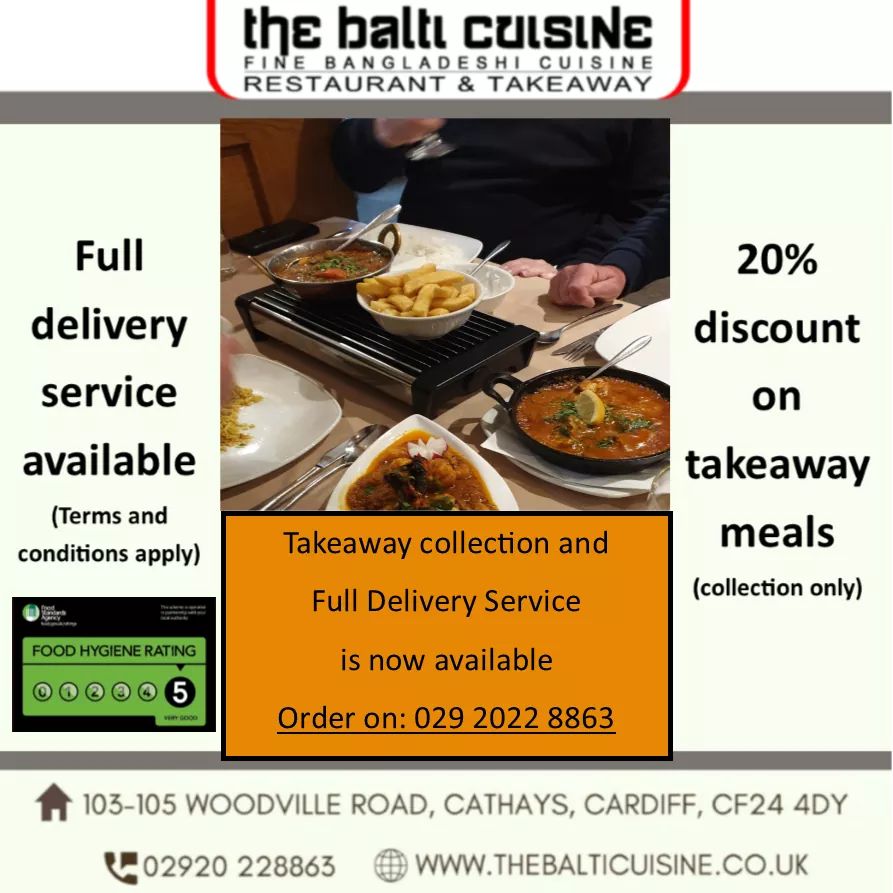 Due to the outbreak of COVID-19 we at The Balti Cuisine are open providing takeaway collection and delivery service to all of our customers. Let our experienced chefs cater for all of your curry needs. Stay Safe!

#takeaway #indian #curry #support #cardiff #bestindian