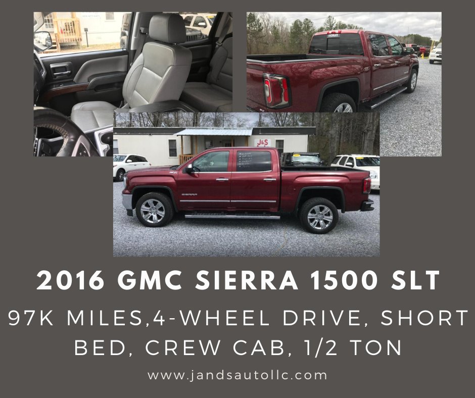 JSAutoLLC's tweet photo. Looking for a great family and work truck? Our 2016 GMC SIERRA 1500 SLT is a great one! Check it out on our website tonight 
https://t.co/KpRN8Lbv5M
-
-
-
-
#HooverAL #BirminghamAL #AuburnAL #CullmanAL #FultondaleAL https://t.co/u6tzHd54uI