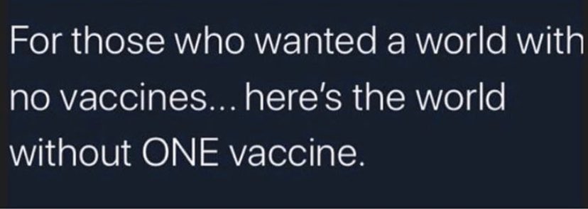 eleonorabfruet's tweet photo. #coronavirusbrasil #pandemic #Ciencia #educaco #desenvolvimento Para aqueles que queriam um mundo sem vacinas... aqui está o mundo sem UMA vacina. Via @neiltyson https://t.co/CY9QZd28fW