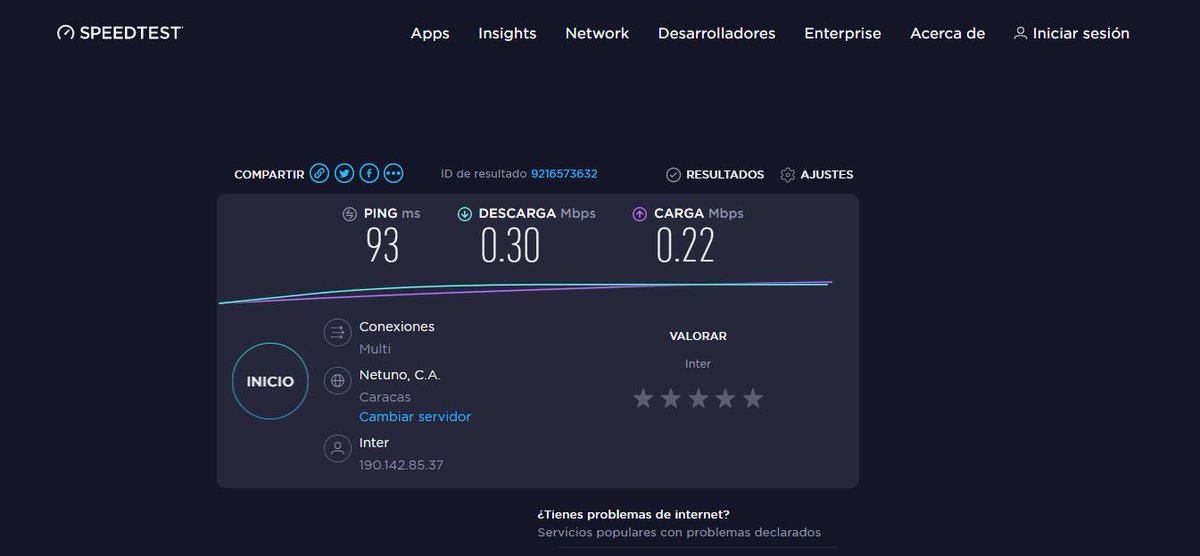 fdmelendez's tweet photo. Atencion @InterCliente @TuMundoInter mi servio contratado es de 2MB y desde hace 3 dias presento una velicidad de 0,30MB Esto es un atraco https://t.co/ZG8MPOHa2M