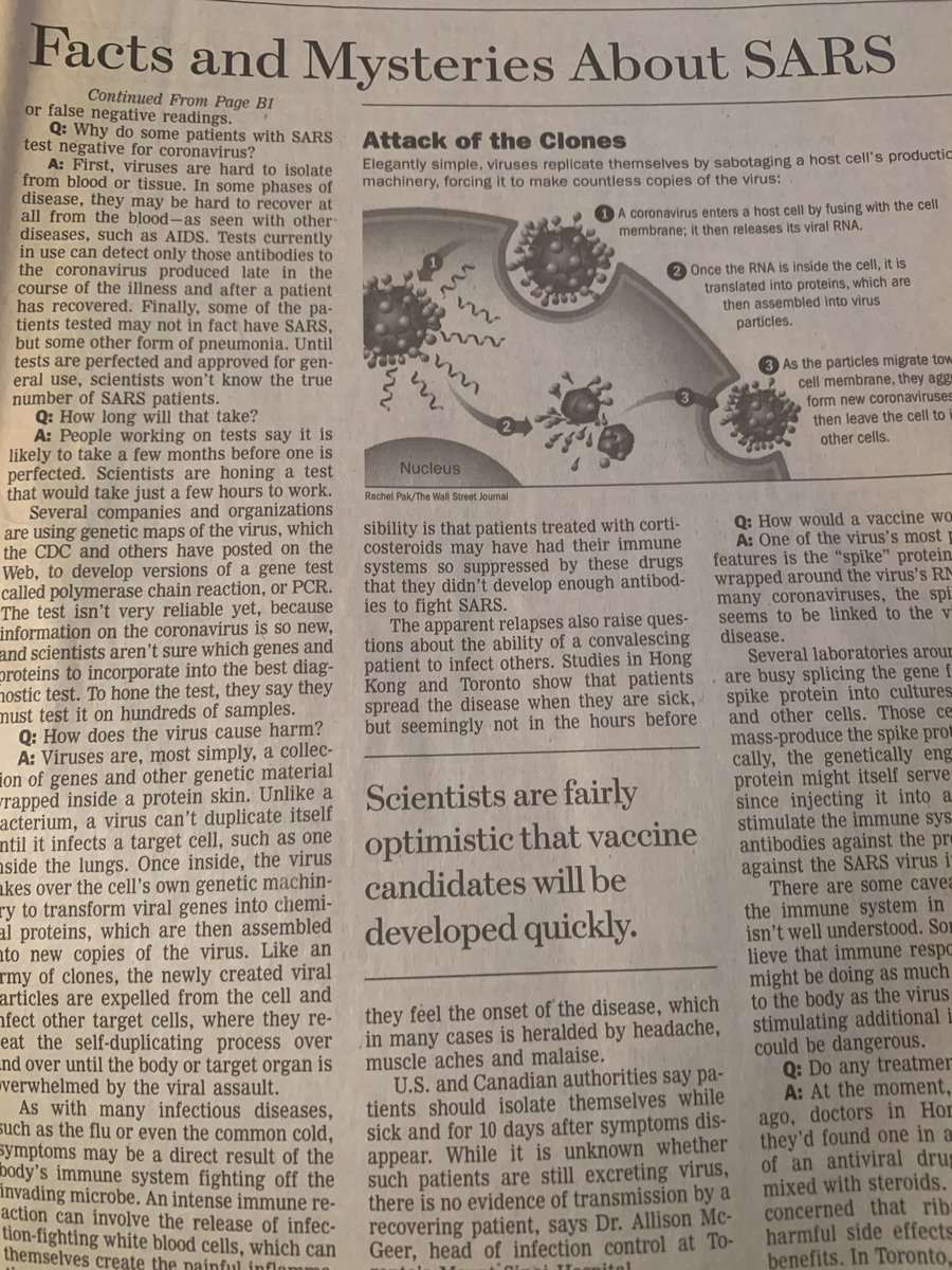 lnbj's tweet photo. This isn’t today’s paper. This is the @WSJ from 2003, writing about SARS, its spread and the soar in cases. @rddysum https://t.co/KWSE5tTcgl