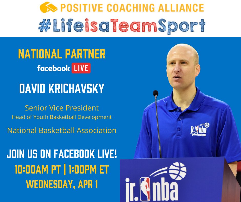 PositiveCoachUS's tweet photo. This is not a prank!

Tomorrow (4/1) PCA's @theMartiReed we will be going Live with David Krishavsky of @NBA @jrnba @nbacares 👀

Set that alarm, you won't want to miss this ⏰ https://t.co/8SuLe300Cf