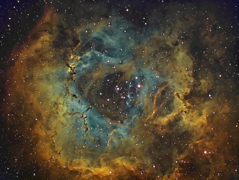 WSCPlanetarium's tweet photo. Sometimes it's nice to take a break from all the craziness to appreciate how beautiful the universe can be...

5,000 light years away from our planet, an open cluster of young and bright suns excite nearby atoms to produce this flowery nebula, the Rosette Nebula. https://t.co/naytZBKchg