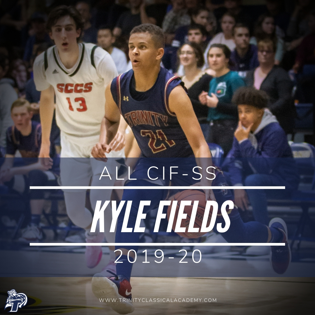 TrinityKnights's tweet photo. Congratulations to #TrinityClassicalAcademy senior Kyle Fields and sophomore John Cervantes-King for their All CIF-SS 2019-20 Boys Basketball team selection. 
#GoKnights https://t.co/cP27dGAXNi