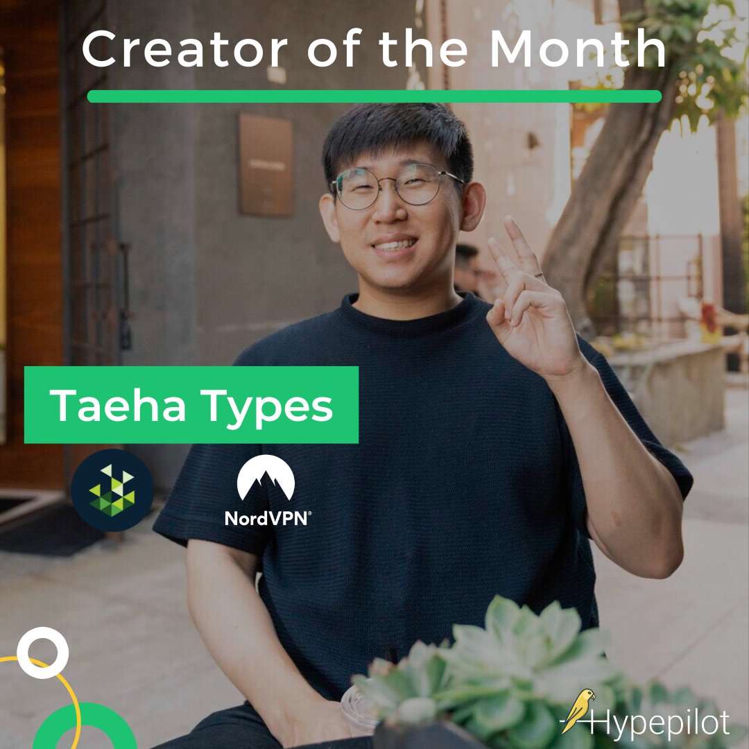 Creator of the Month goes to <a href="/taehatypes/">Taeha Types</a> 

He had a great month including two partnerships with <a href="/NordVPN/">NordVPN</a> and <a href="/Salad_Chefs/">Salad</a> next to being featured on <a href="/verge/">The Verge</a> for his $3,500 keyboard build for @TTfue 

Keep grinding!