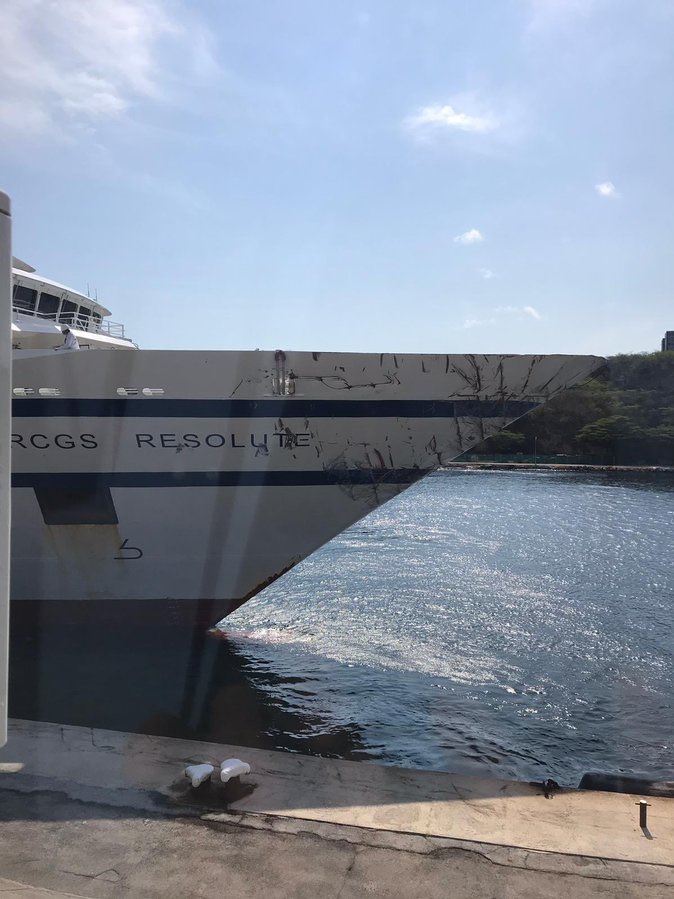 RCGS Resolute with very minimal damage after the collision. Venezuelan navy say the Naiguata was seriously damaged then sunk.