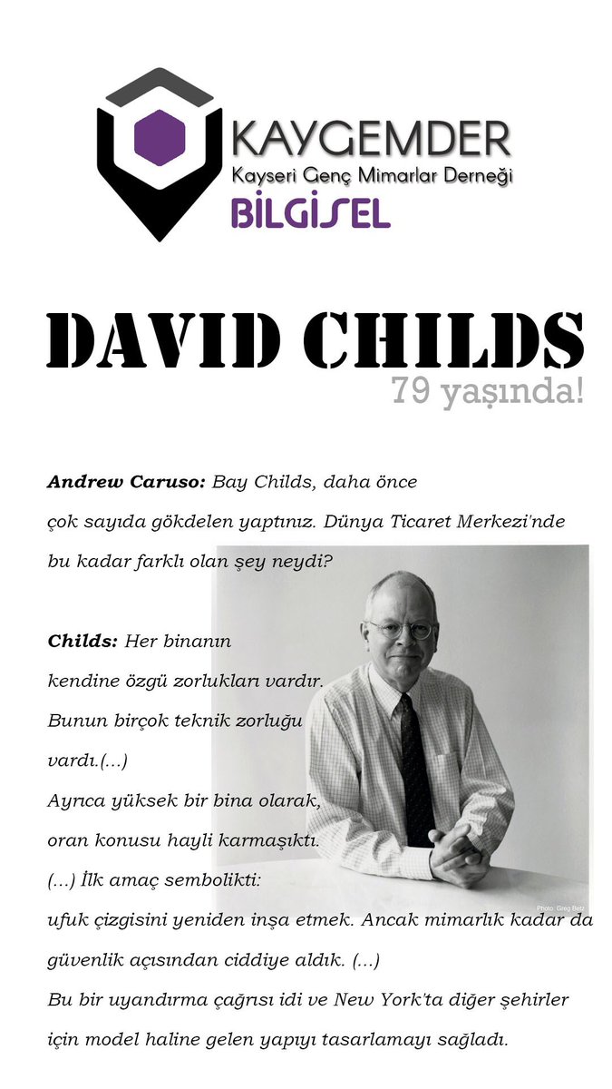 kaygemder's tweet photo. Bilgisel paylaşımlarımızda bugün: David Childs 79 yaşında! #bilgisel #kaygemder #mimar #davidchilds https://t.co/p4TJTVpXgs
