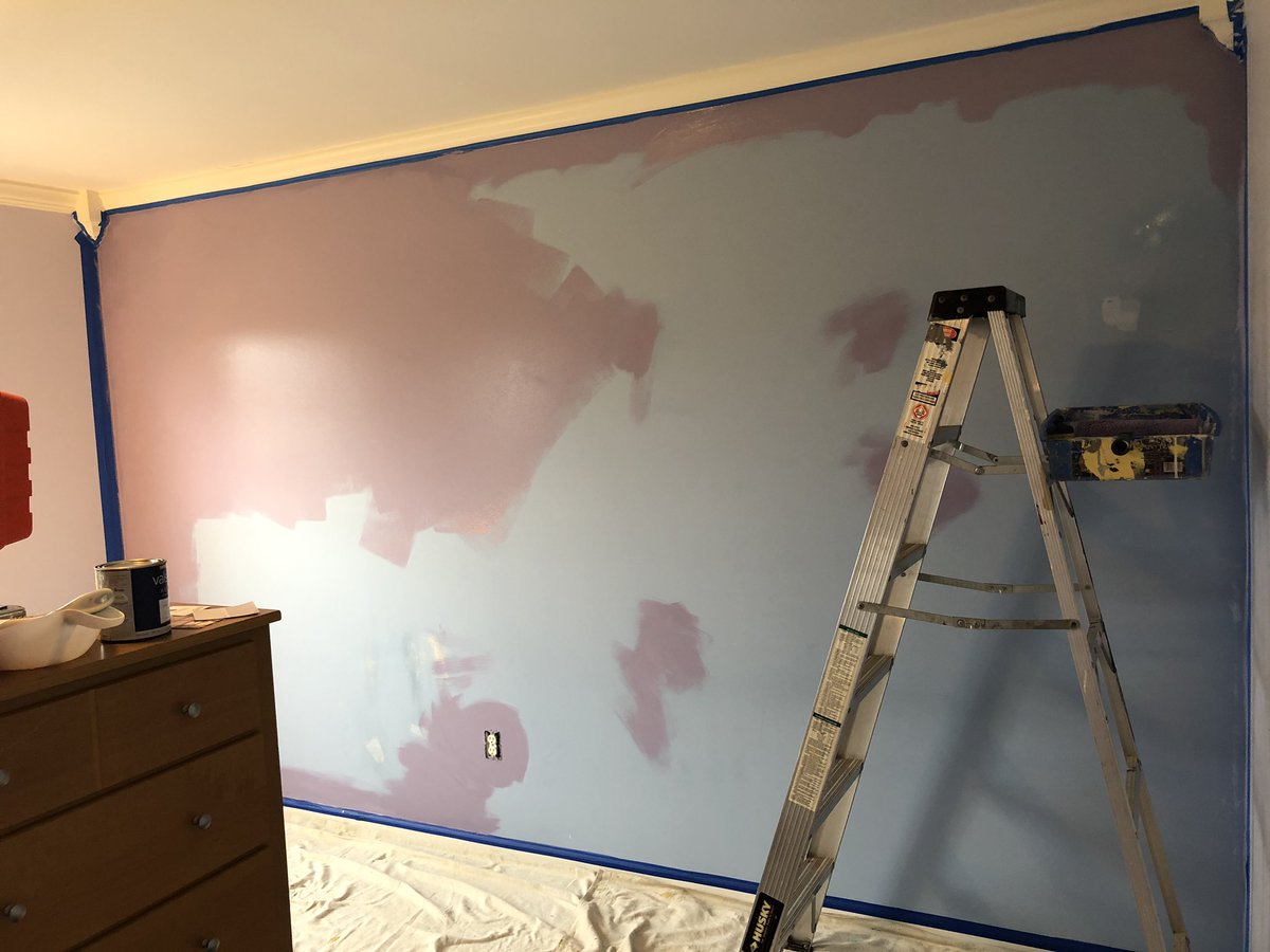 thenikrivers's tweet photo. One of the perks of working from home....When the day’s done, I just have to walk down the hall to get to my home improvement projects. Finished #BabyRivers ‘ accent wall today. #Painting #HandyMan #StayConnected https://t.co/7JLJJxva8p