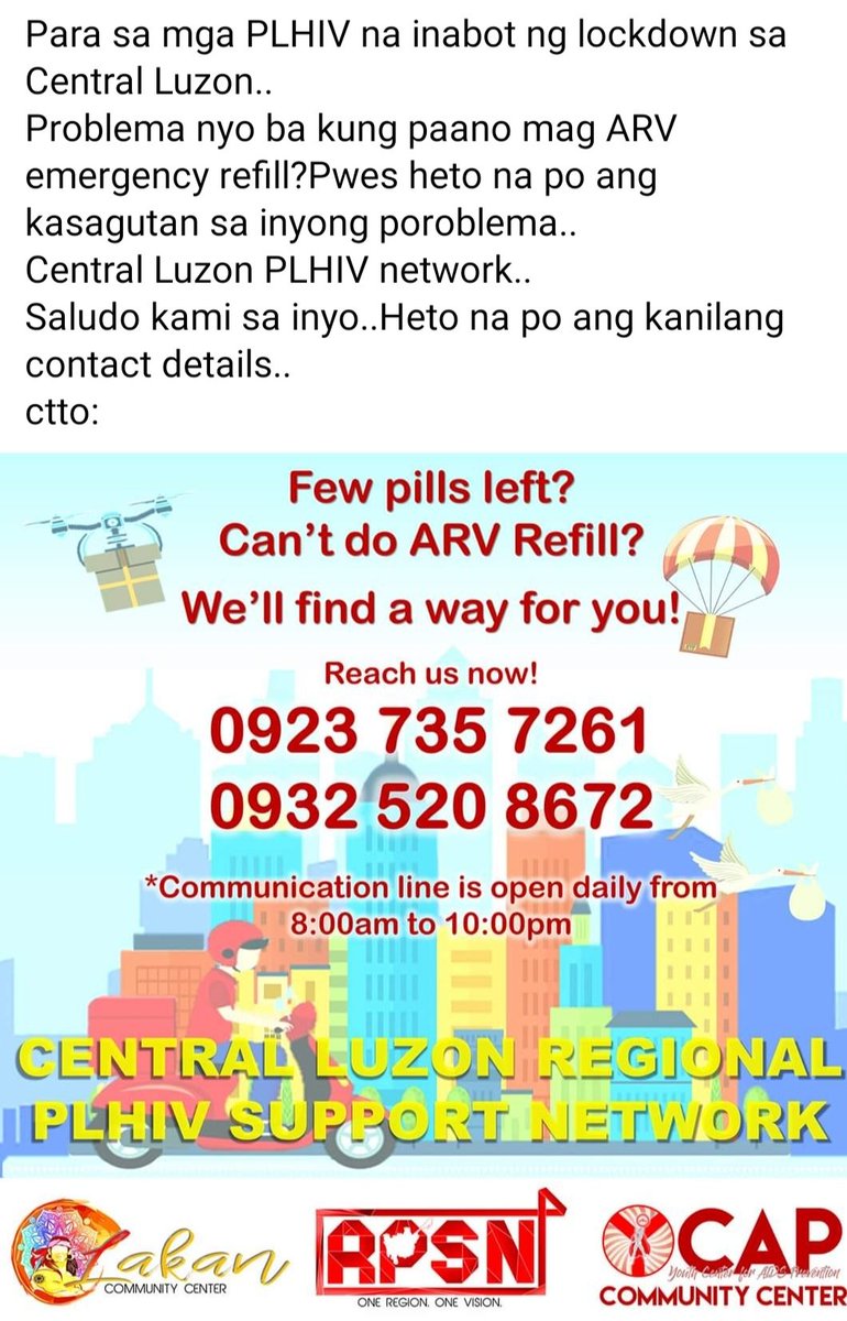 NotNotbaby22's tweet image. Good morning brothers! Please share! For PLHIV in Central Luzon