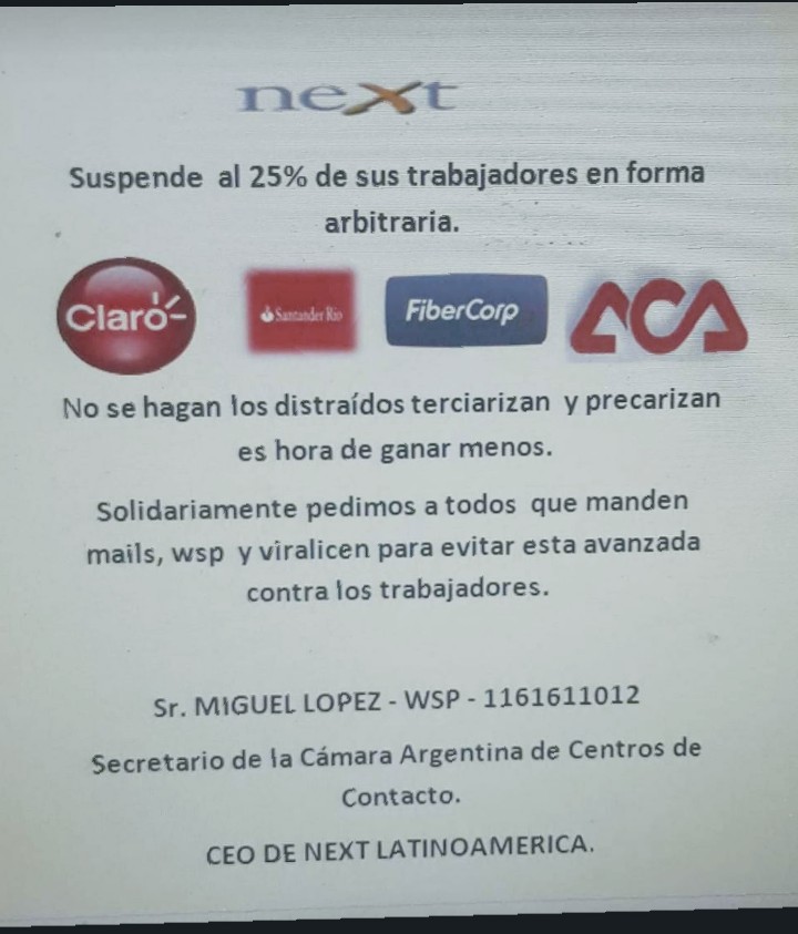 MariaFaragas's tweet photo. Necesitamos ser escuchados los delegados de call center.
#ProhibicionDeDespidos https://t.co/C6x4T2lgpc