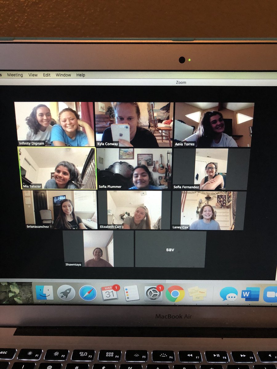 mrsconwayMHS's tweet photo. What do you do when you can’t workout together anymore? Zoom, of course! Miss my swim ladies!! This was the next best thing to seeing your faces everyday! #mhsswimming #SocialDistancing #zoomworkouts #team #familyforever @MonacheHS @monache_asb https://t.co/Q3pdTWY9j7