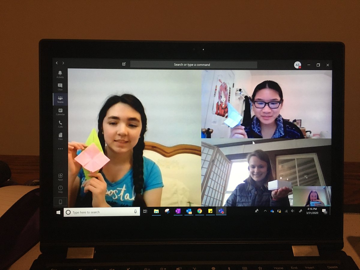 SaintMarysNC's tweet photo. Another successful day of virtual online classes, advisory meetings, club activities (our Folding for Fun Club creating Origami after school), and working from home! @SaintMarysNC #virtuallearning #virtualsms #saintsstrongtogether #wevegotthis https://t.co/cBa2x8A6ES