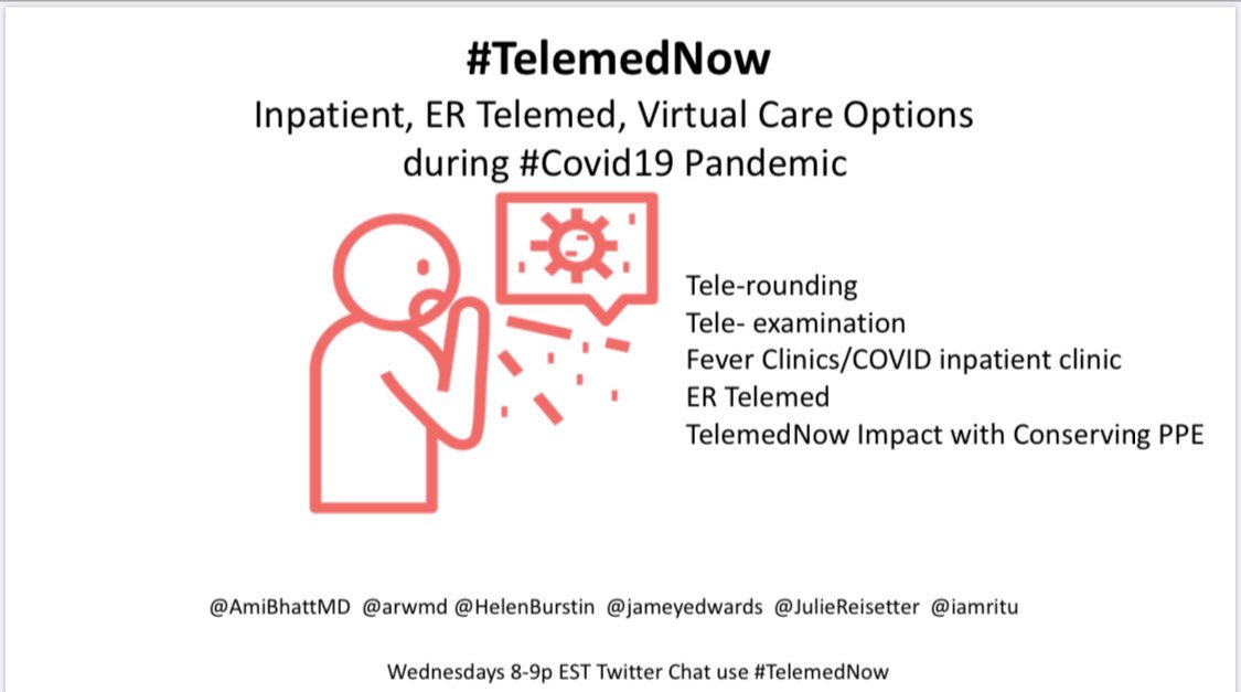 iamritu's tweet photo. #TelemedNow #chat
Join us tomorrow night 4/1
8-9p EST as we discuss the patient & doctor experience & other issues @jameyedwards moderator along with @arwmd @HelenBurstin @AmiBhattMD @JulieReisetter & my 60 awesome medical students from @PittHealthSci #CovidPittClass #Covid19 https://t.co/ii55EnnM2V