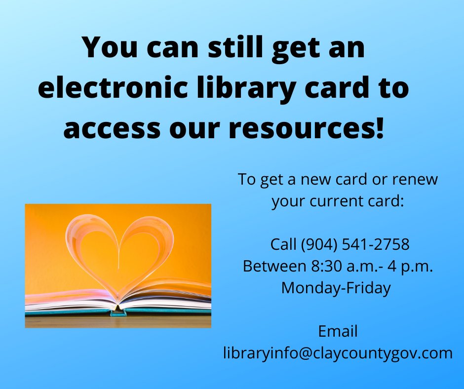 ClayCounty_EM's tweet image. .@ClayLibrary has a variety of free eResources that you can use with your library card. Check it out today! #ClayCoFL #ClayCoLibrary