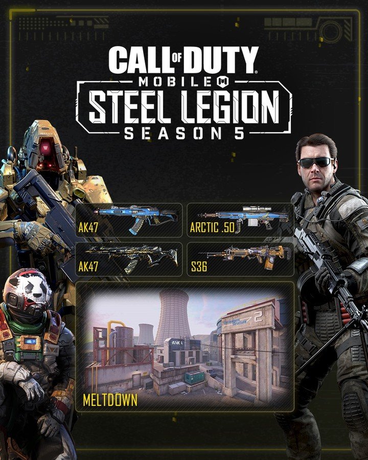 CODMCENTRAL1's tweet photo. STEEL LEGION is now live!
A new Battle Pass, unlock Reaper and David Mason

FREE Battle Pass gets the GKS and the RC XD Scorestreak

2vs2 mode is live!

New Ranked Season, unlock the Man o War and Ruin

Credit Store update and Bundle's avaiable in the store 👍 https://t.co/HYv90WQfUW