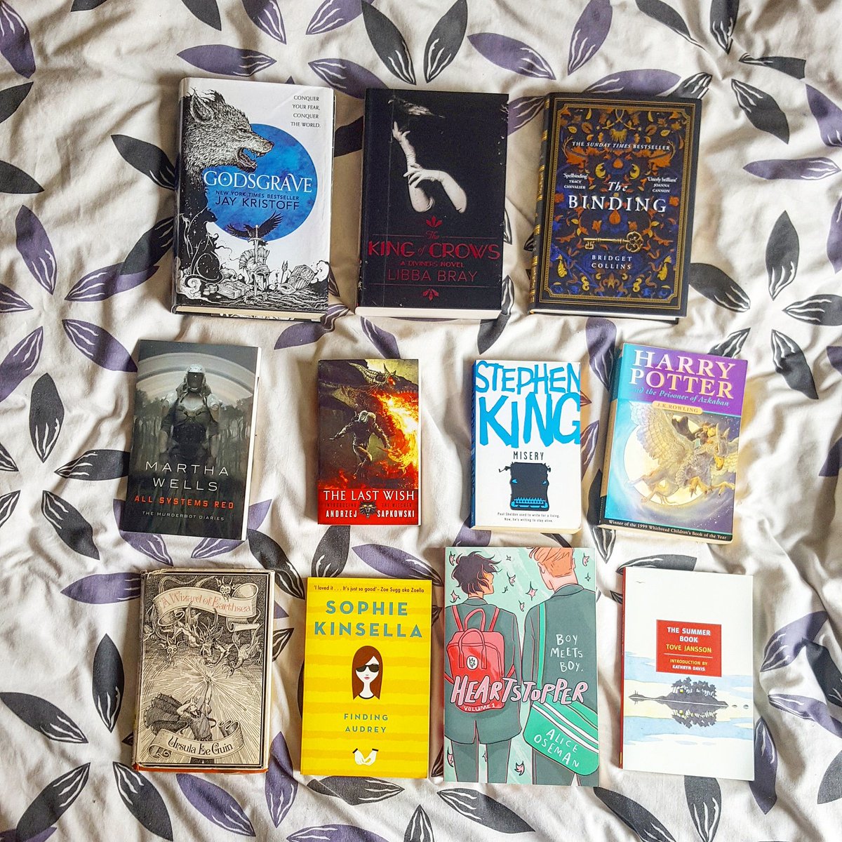 My OWLs readathon TBR (Missing from picture: Peter Pan and maybe a dragon book?? Missed that prompt. Does Kings of the Wyld have dragons?)Going for Librarian, Healer or stretch goal of Alchemist careers. #OWLsReadathon2020  @MagicalReadthn  #OwlsReadathon  #MagicalReadathon2020