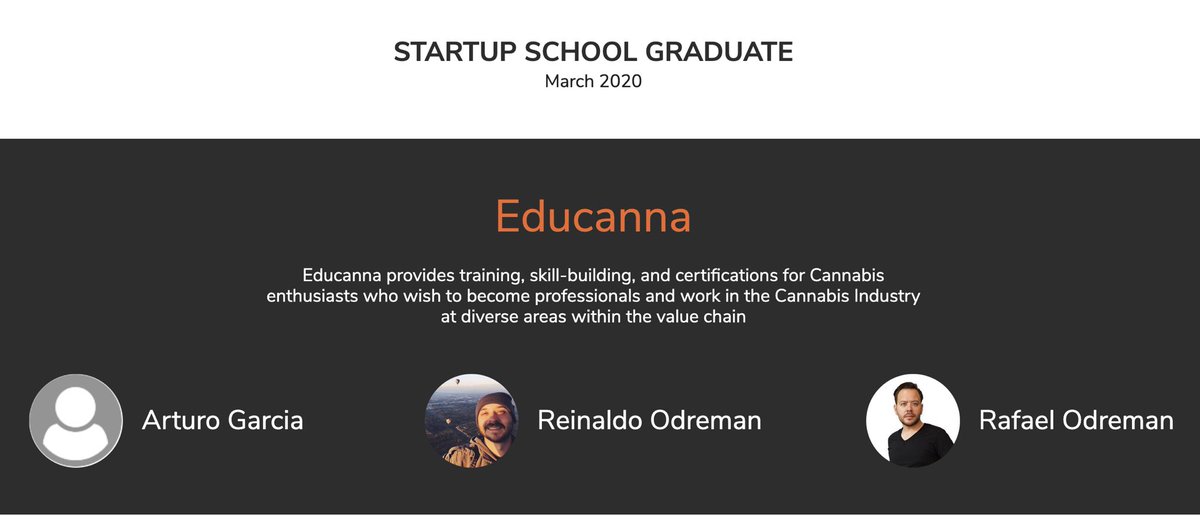 EducannaOnline's tweet photo. Nos graduamos de Startup School de Y-Combinator ๐๐ผ #SUS2020 @startupschool https://t.co/YgopqL3fw2