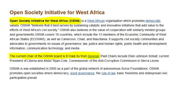 4.) Take note of co-chairs of GPMB, El hadj As Sy & Gro Brundtland. El hadj AS Sy is the Chair of George Soro's Open Society Initiative for West Africa. Gro Brundtland is former DG of WHO who also has connections to Soros. She was also VP of the World Socialist Party