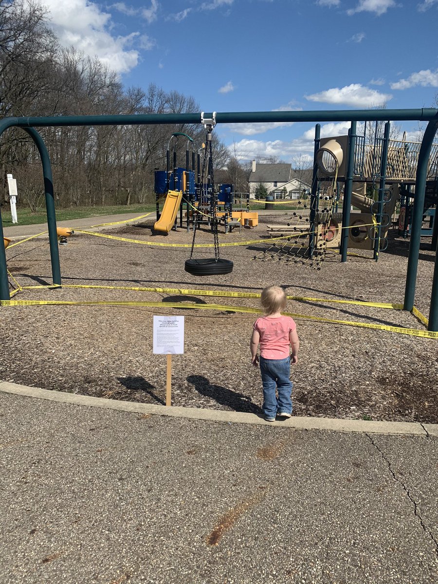 Alecat86's tweet photo. @TheTimReport @nbc15_madison My 2 year old wants to walk by the park everyday to see if it’s “fixed” and asks if we can bring scissors to cut the tape. 😞 https://t.co/0UDRAlhhSE