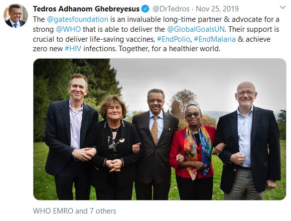 13.) Here is WHO Dir Gen Ghebreyesus w/ Chris Elias a month before the outbreak, praising the Gates Foundation & WHO's long time partnership & for being advocates for the United Nations Global Goals. They met to discuss combating infectious diseases & life saving vaccines.