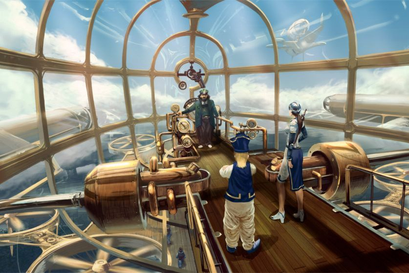 steampunk ship interior