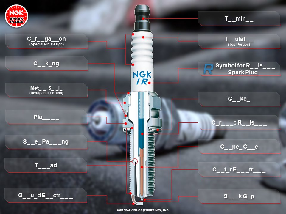 ngkphilippines's tweet photo. How much do you know about the structure of NGK spark plugs?

Let's have a short quiz gear-heads!

Tweet your answers now!

#NGKSparkPlugs
#NGKPhilippines
#IgniteYourSpirit
#InsistOnNGK https://t.co/4ygCYZ9gw1