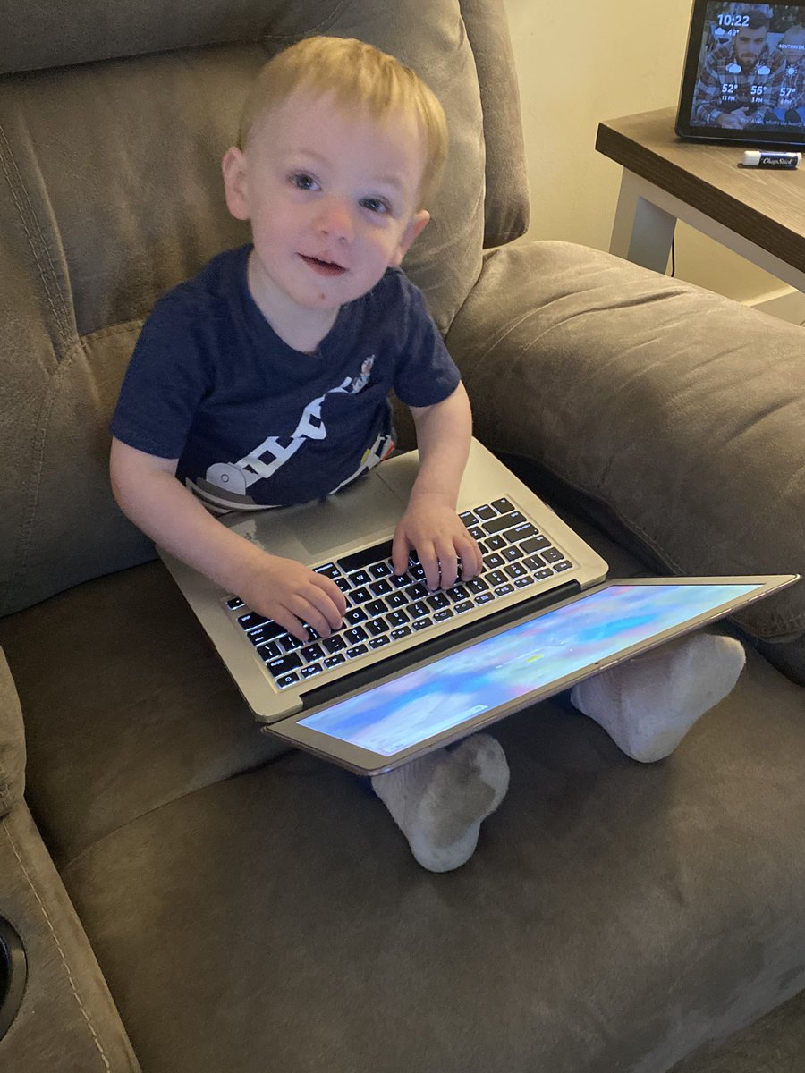 KatieCreson's tweet photo. Bo is ready for some Distance Learning! 😂 #teamDCS @OBMSPride  @jmdickison he’s even got his typing fingers ready! https://t.co/diaW0j0syX