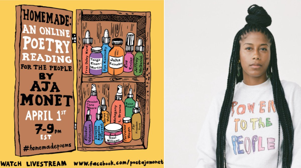 Join <a href="/aja_monet/">aja monet</a> tomorrow for Homemade: Poetic Remedies for the Times. During this moment in our lives, expressing yourself couldn’t be more vital. Use this opportunity to be free and connect with other poets on FB Live.