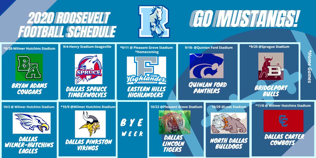 Dallas Roosevelt Football on Twitter "Varsity 2020 Football Schedule