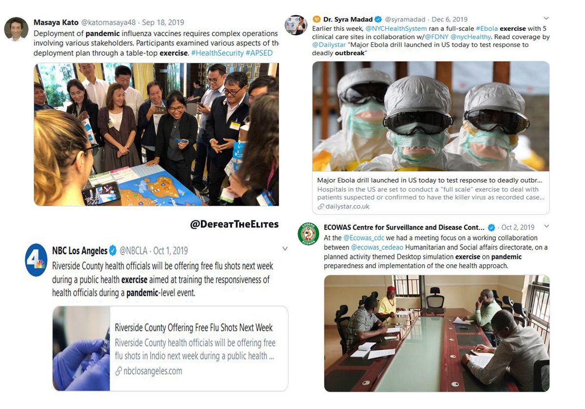 28.) On top of Event 201, Crimson Contagion, & Cardinal Resolve, and also within the months prior to the Coronavirus outbreak, there were many pandemic preparedness & vaccination administration exercises being conducted all over the world.