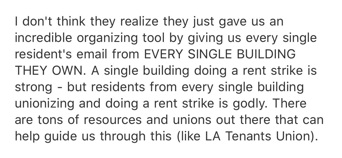 My landlord sent a mass email to tenants to the effect of “rent is still due, file for unemployment if you need to, the emergency moratorium only delays an eviction” and ... forgot to put everyone on bcc