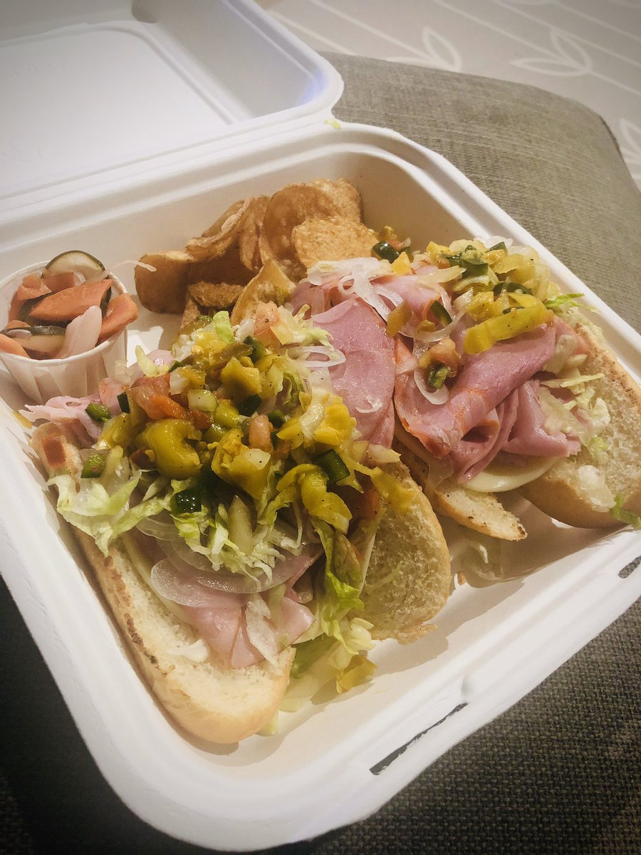 Ah, <a href="/gourmandsatx/">Gourmands</a> ...

Best sandwiches in Austin.

“The Godfather” - Ham, salami, spicy capicola, provolone, lettuce, onions, pepper relish.

Side of homemade chips and pickled veggies.

ALL DAY. 🔥🔥🔥