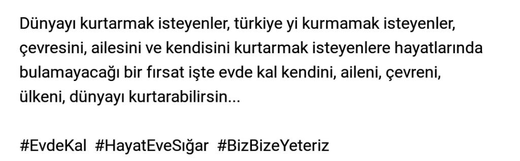 AzmanSedat's tweet photo. #bizbizeyeterizturkiyem #HayatEveSigar #EvdeKal #EvdeHayatVar https://t.co/dNADUfH8iE