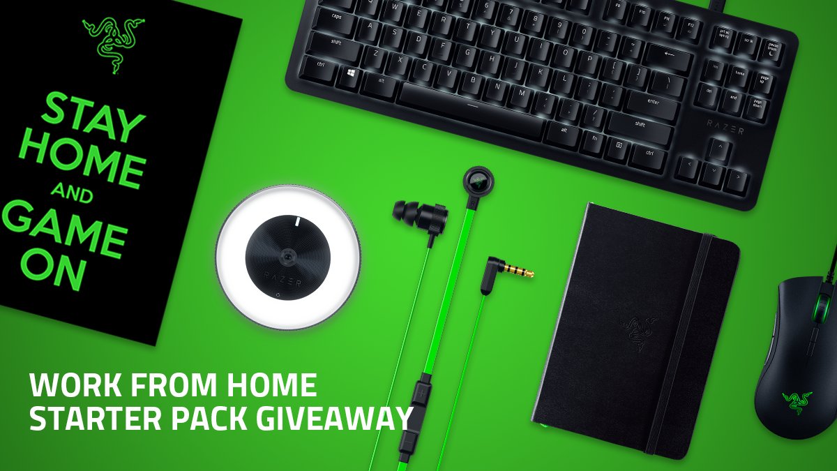 Calling on those working from home––we’re giving away a Razer WFH Starter Pack to make sure you have all the essentials to work hard... and play hard. Here’s how to enter: ✅Follow us ✅Retweet this post ✅Comment below on how you stay focused at home