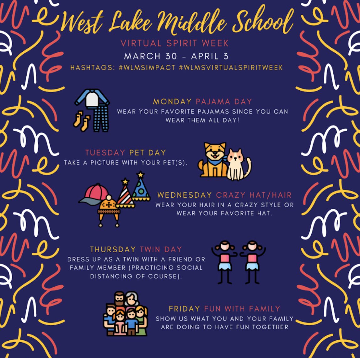 TechbraryNewman's tweet photo. Please join @HumbleISD_WLMS in our 2nd virtual spirit week! Please use the hashtags: #WLMSVirtualSpiritWeek & #WLMSimpact We look forward to seeing all of your awesome pictures!! https://t.co/LTBt7R2ZqZ