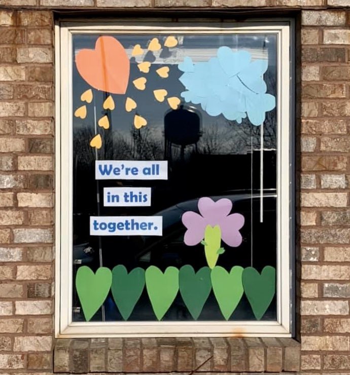 AndyManar's tweet image. Trista livened up the windows of our #BHill district office today to hopefully raise spirits. We’re all in this together.