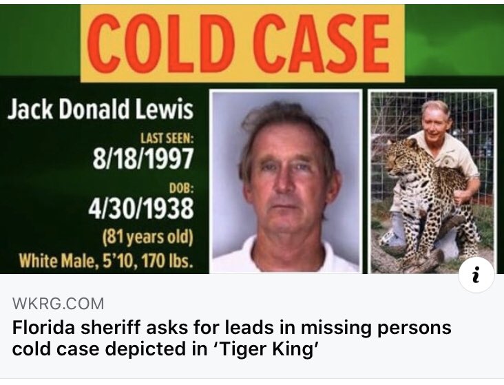 Rinneganss's tweet image. Bruh, please do the guy that’s missing on tiger king. We know you can do it, Mike. 😂😂 @that_chapter #tigerking #thatchapter #please #jackdonaldlewis #coldcase #florida