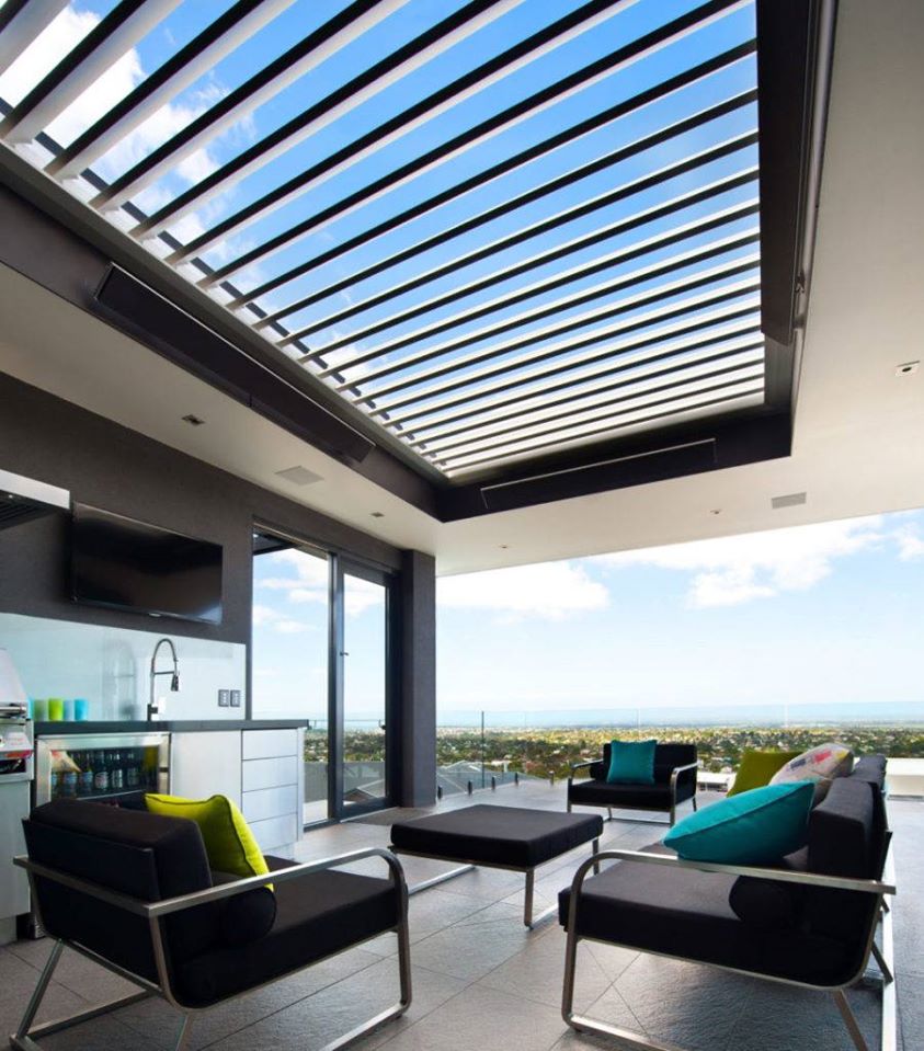 pergolasod's tweet photo. If you're going to be spending more time at home, it may be time to start renovating your outdoor space. For a modern and stylish touch, we recommend installing a Louvretec opening roof system. https://t.co/iQ8duclrQp