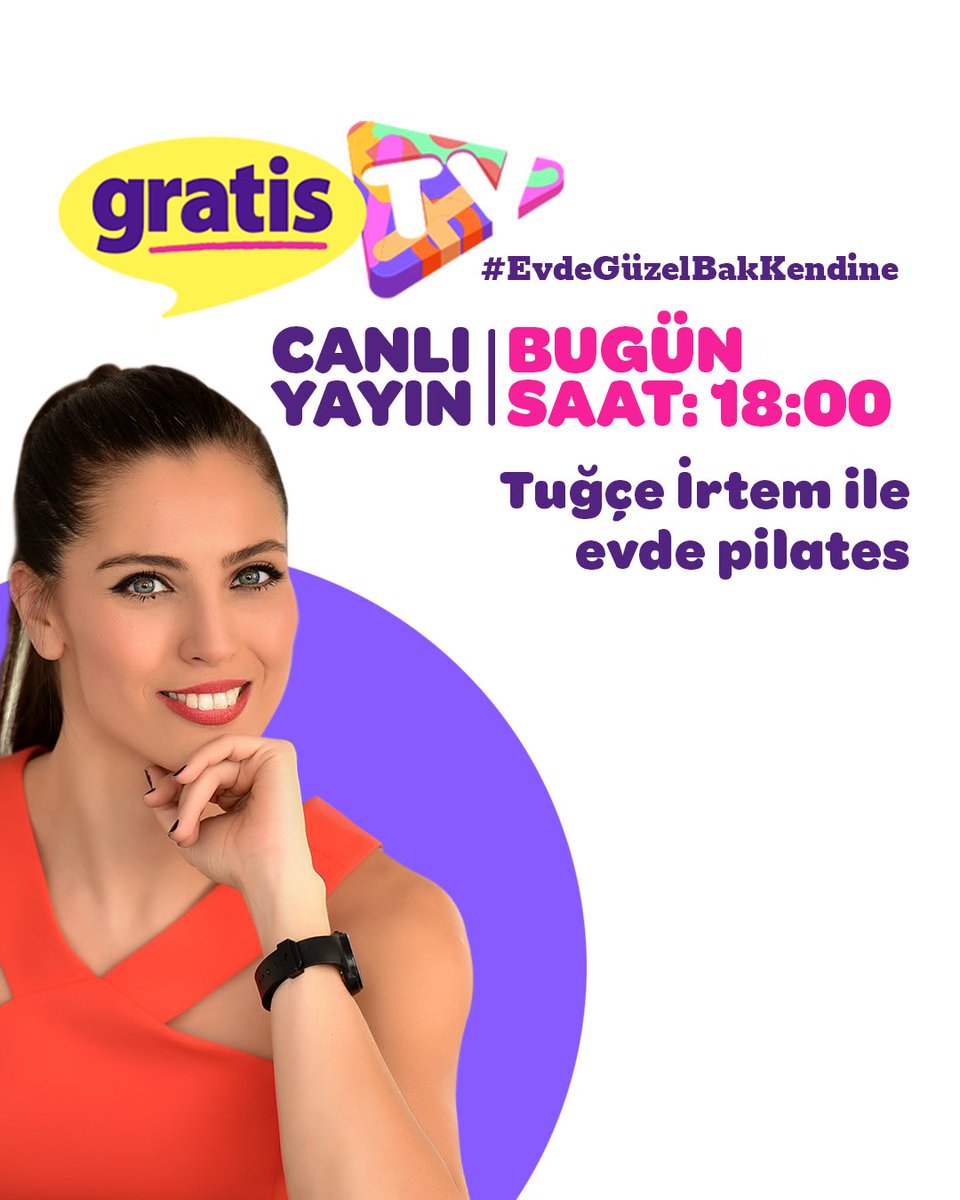 GratisTr's tweet photo. Hareketsiz kalmak istemeyen, kendini pilates eşliğinde dinç ve sağlıklı tutmak isteyen herkesi evde pilatese davet ediyoruz! Tuğçe İrtem, bugün saat 18.00'de Gratis TV’de CANLI YAYINDA sizlerle olacak! #EvdeGüzelBakKendine #GratisTV https://t.co/SdW2kHXFM2