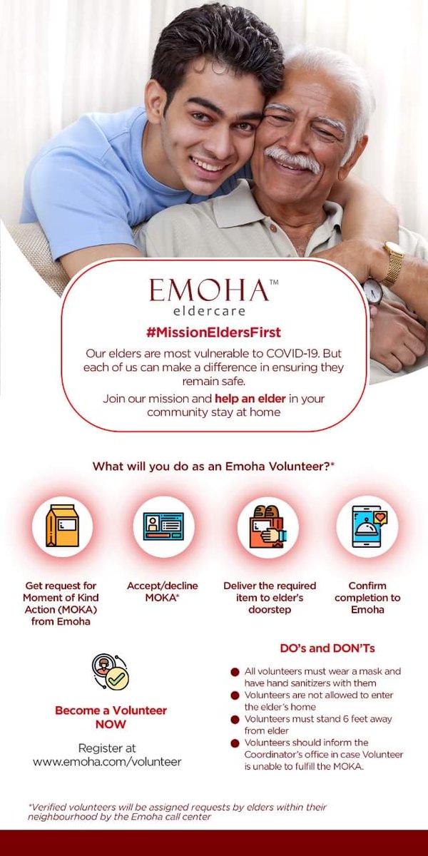 physio_social's tweet photo. Delhi NCR’s elders NEED your help to get through the COVID-19 crisis. 

Emoha Elder Care has 250 volunteers signed up who are helping elders with their simple yet important needs.

We urge you to volunteer to help save our Elders now.
Sign up at:
https://t.co/2Svvzncqg2 https://t.co/0lfjaWFEKs