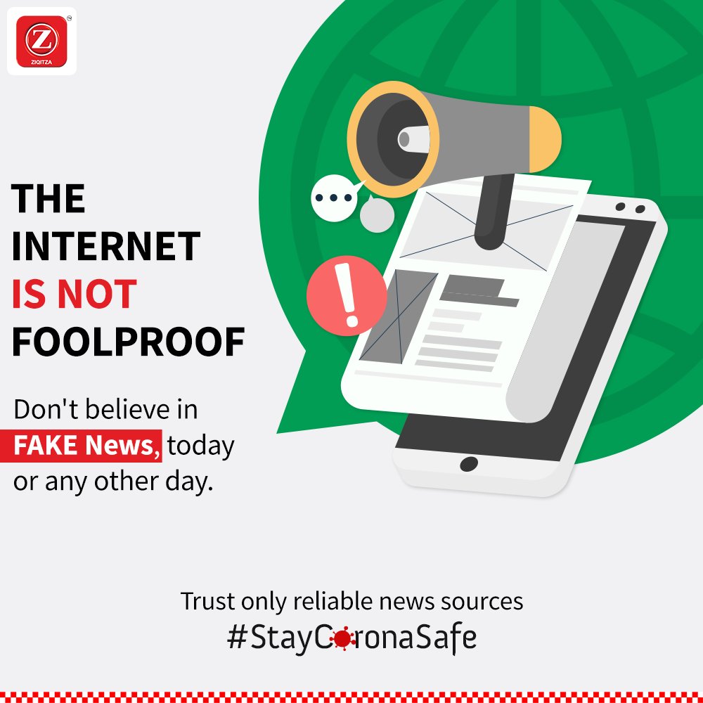 Ziqitza's tweet photo. Everything we read on the internet isn't true! Let's turn this #AprilFoolsDay into a #NoFoolsDay and do our bit to stop not just the spread of #Coronavirus but also #fakenews.
#Ziqitza #StayHomeStaySafe https://t.co/dE9bDpbiRA