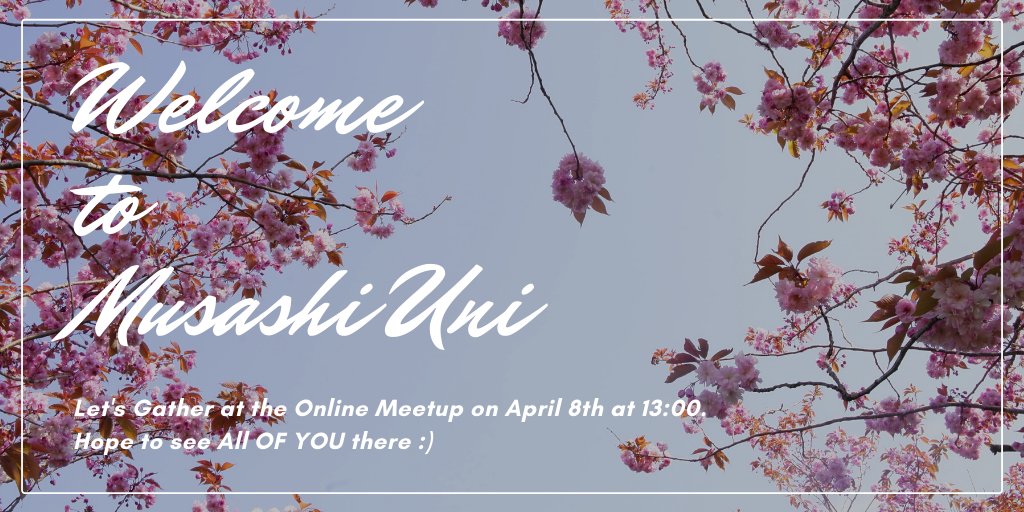 634meetups's tweet photo. #春から武蔵 #春から武蔵大学 #武蔵大学 の新入生の皆さんへ
オンライン上で『新入生同士の交流会』＋『武蔵大学の団体(部活・サークル)の説明会』を行ないます。ぜひご参加ください😄
日時：4/8(水)13:00~15:30
場所：オンライン
申込方法：https://t.co/SNra4D93Y3に登録。こちらから再度連絡します https://t.co/wgibb5iLQG