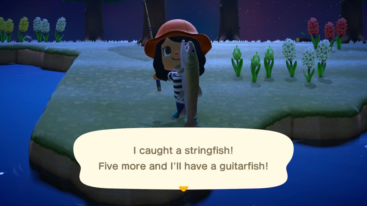 AnimalsRmyLife_'s tweet photo. Eventful night! Caught the elusive Stringfish & managed to get Tarantula Island! #AnimalCrossing #ACNH #NewHorizons #Stringfish #Tarantula https://t.co/0z0HoaUAHV