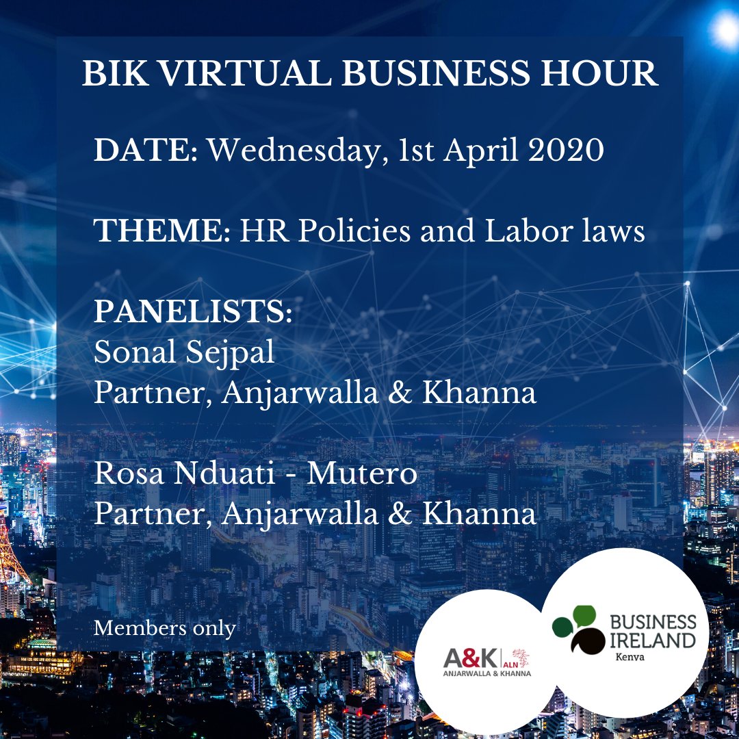 BIrlKe's tweet photo. We're all set to host members this afternoon during the #VirtualBusinessHour
We have partnered with @alnafrica to discuss HR policies and Labour Laws within the current context.
For more information on #COVID19 and your business visit the ALN hub here: https://t.co/8L2WCczWUv https://t.co/WRQgGXZug1
