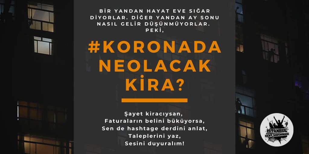 Bir yandan hayat eve sığar diyorlar

Diğer yandan ay sonu nasıl gelir düşünmüyorlar 🤷‍♀️

Peki,

#KoronadaNeOlacakKira?

Sen de hashtage derdini anlat, taleplerini yaz, paylaşalım!